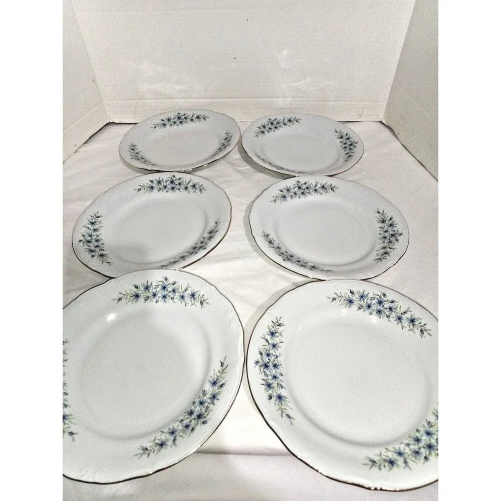 Vintage Favolina Bread/Butter Plates Made in Poland Floral Gold Trim Porcelain